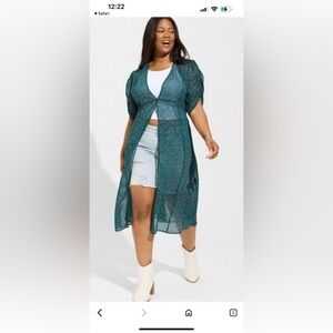 Torrid Teal Floral Duster